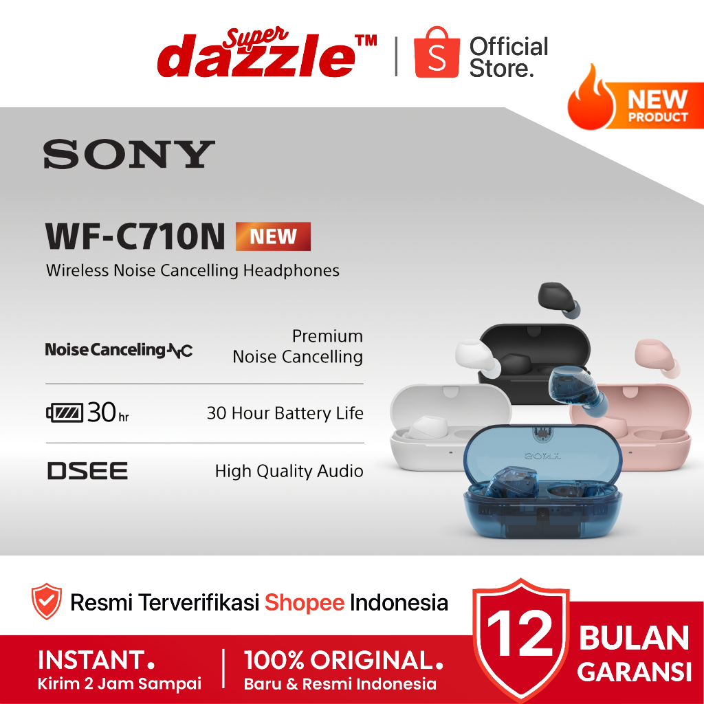 SONY WF-C710N TWS Headset Earphone Wireless Bluetooth Deep Bass 15H Battery for iPhone Android