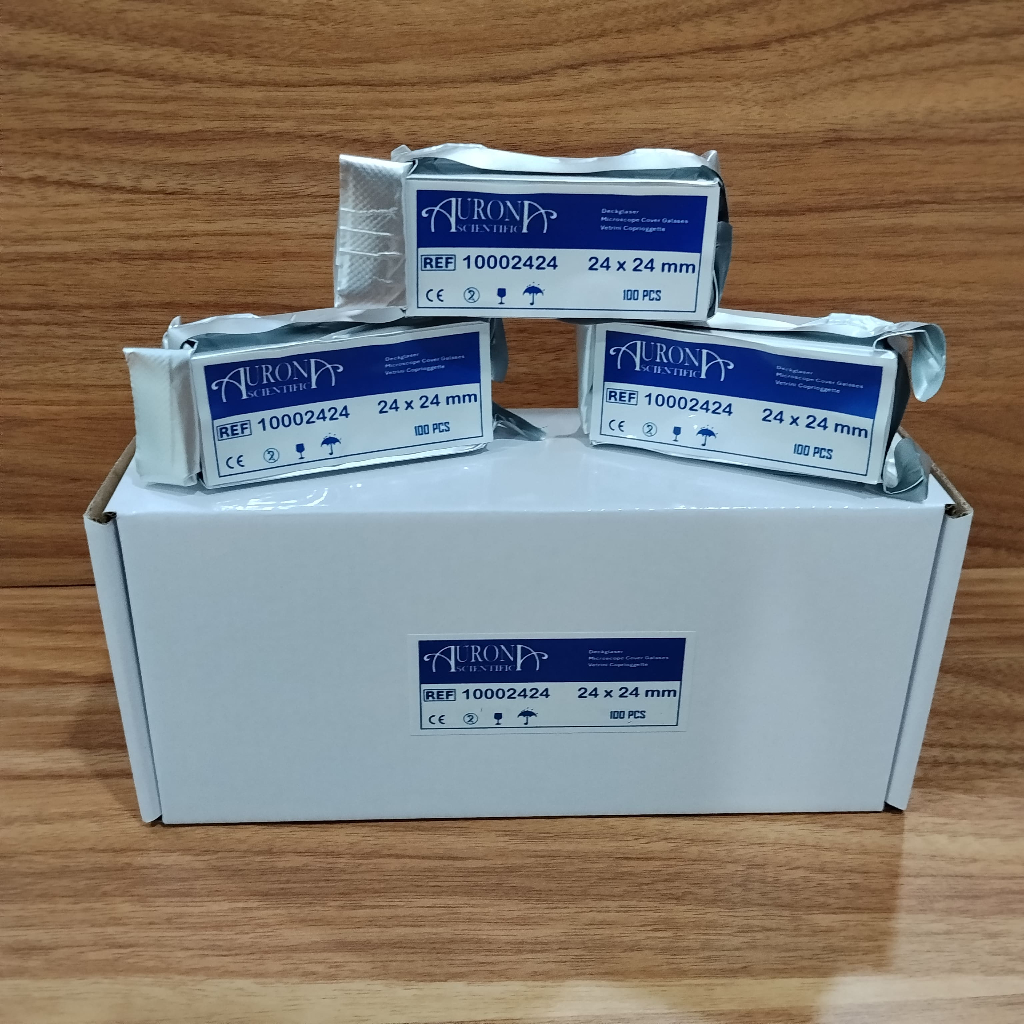 Microscope Cover Glass Ukuran 22x22mm, 24x24mm, 24X40mm, 24X60mm Kaca penutup mikroskop Aurona