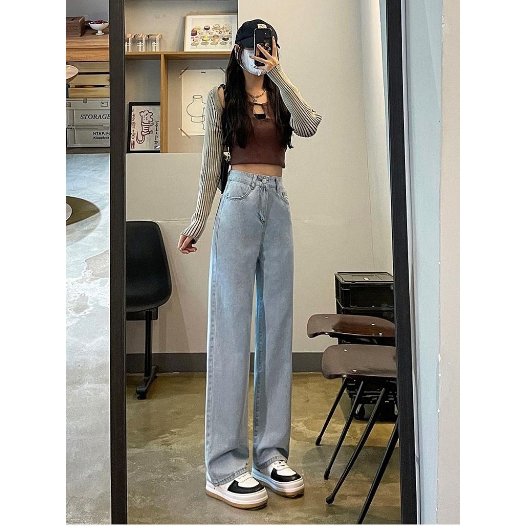 [LuxWide] - Celana Jeans Highwaist / Celana Jeans Longgar Wanita / Jeans Wanita Loose Fit