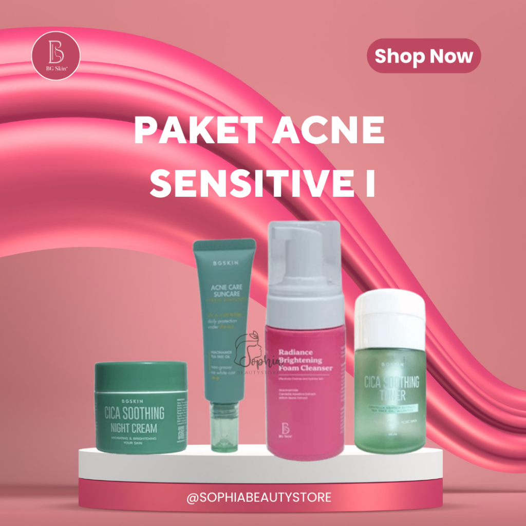PAKET ACNE SENSITIF BG SKIN - Beauty Glow Skincare BG Skin Perawatan Wajah Untuk Kulit Jerawat Yang 