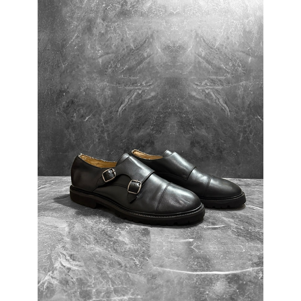 SHOOPEN DOUBLE MONK STRAP DRESS SHOES IN BLACK