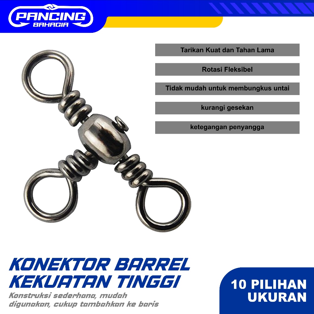 Pancing Bahagia - KiliKili Barrel Swivel 3 Mata 3 Way Swivel Rangkaian Pancing murah kuat Untuk Rang
