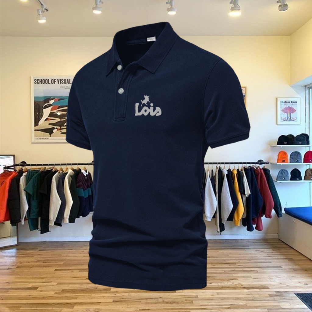 COD T-Shirt Polo Kerah Lois Text Silver Kaos Kerah Unisex