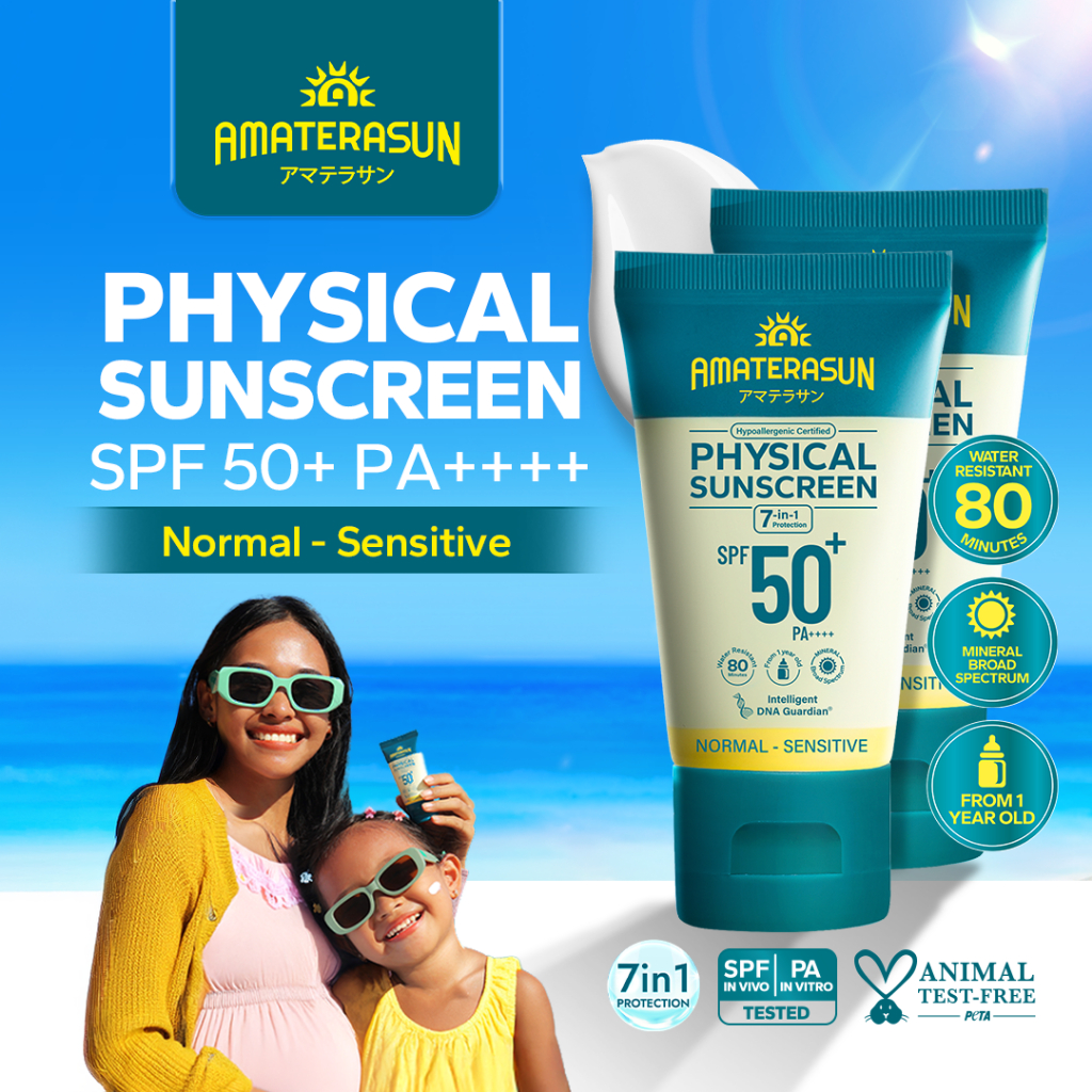 [2 PCS] AMATERASUN [REAL SPF Certified] Physical Sunscreen SPF 50+ PA++++