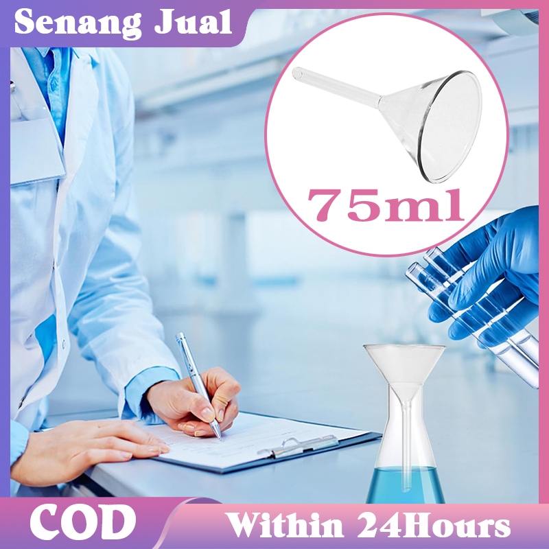 75mm Corong Kaca Penyaring Tahan Panas Corong Gelas Percobaan Kimia Corong Kaca Laboratorium