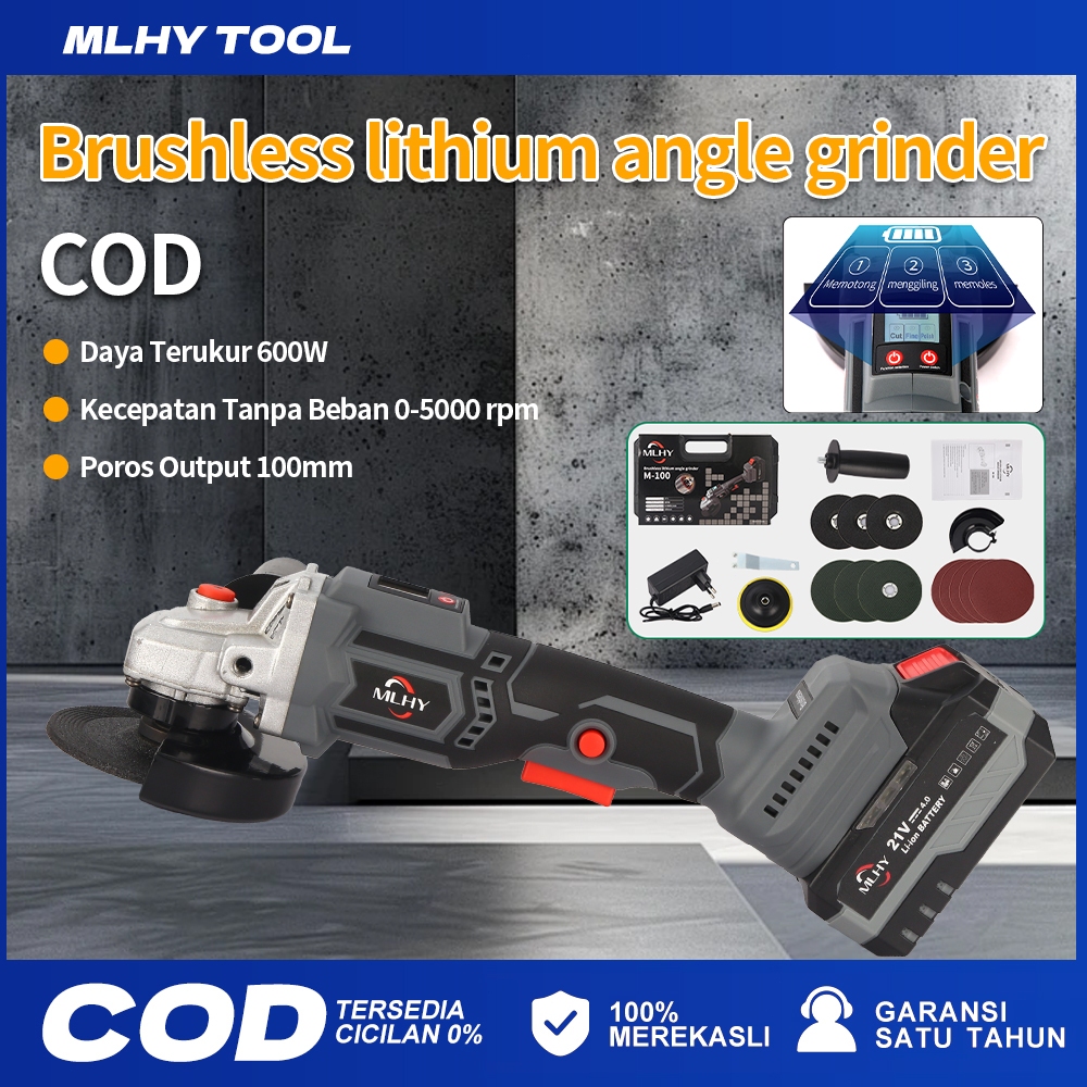 MLHY COD Gerinda Baterai Brushless Cordless Angle Grinder Tangan Multifungsi Untuk Potong Mesin Geri
