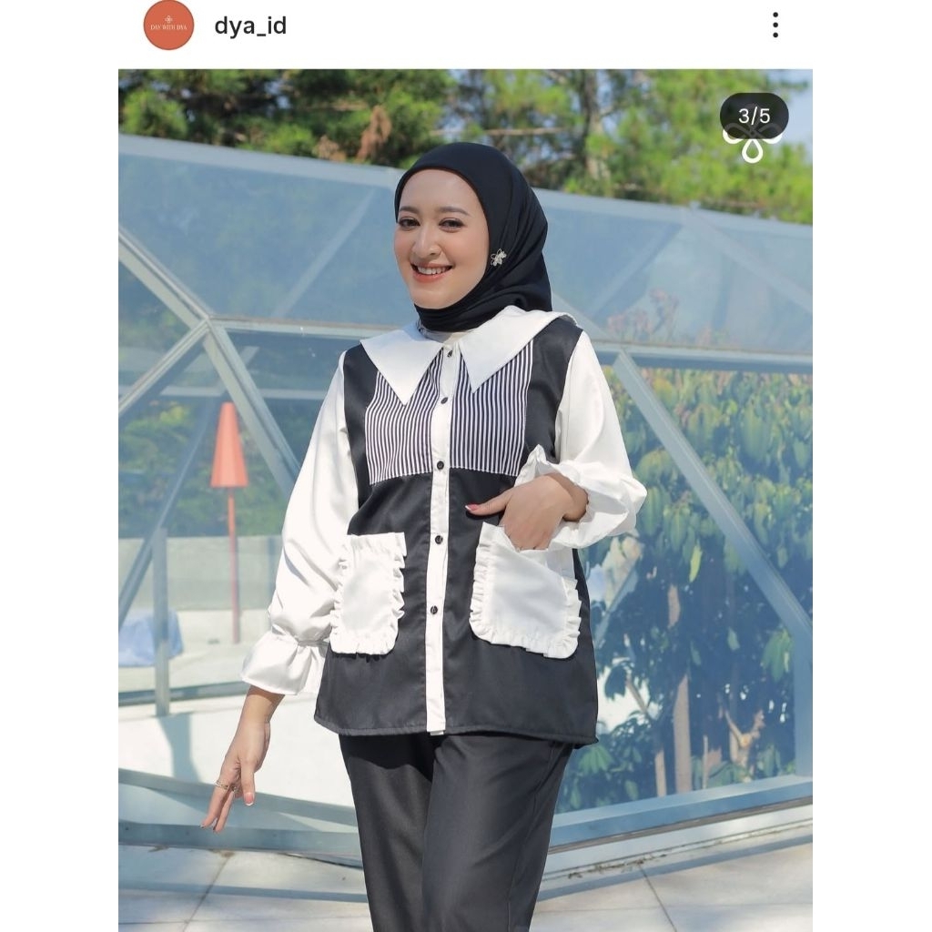 Preloved Blouse Dya_id x Seviq Febinita Salur Hitam Putih Ukuran Allsize