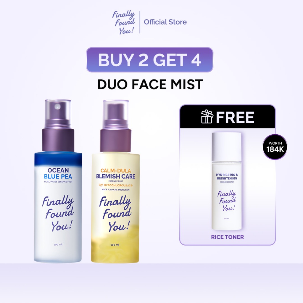 [BUY 2 GET 3] Finally Found You! Duo Mist HOCL FREE Brightening Essence Booster (Ocean Blue Pea Dual-Phase Essence Mist 100ml + Calm-Dula HOCL Essence Mist 100ml)