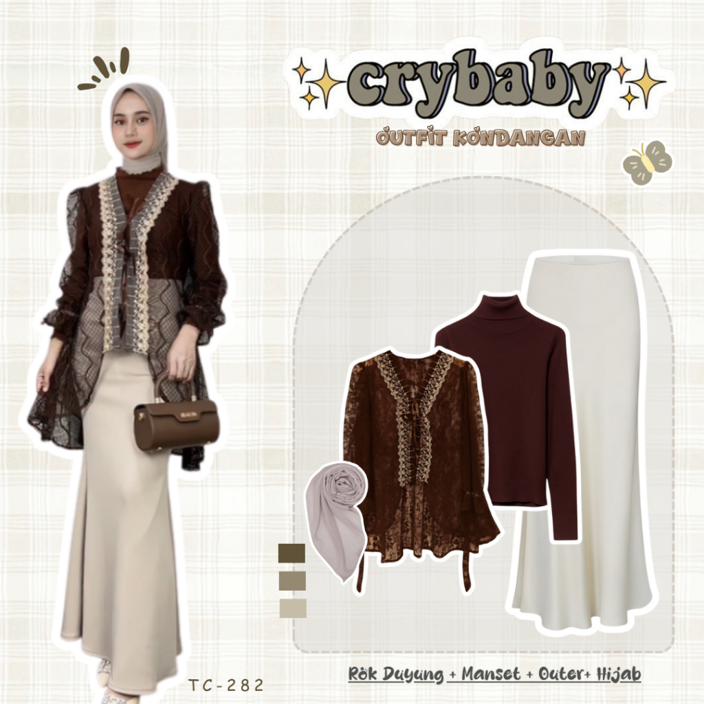 Korean Style Ootd Set Brukat Rok Remaja Kekinian Outfit Kondangan SET TC-236