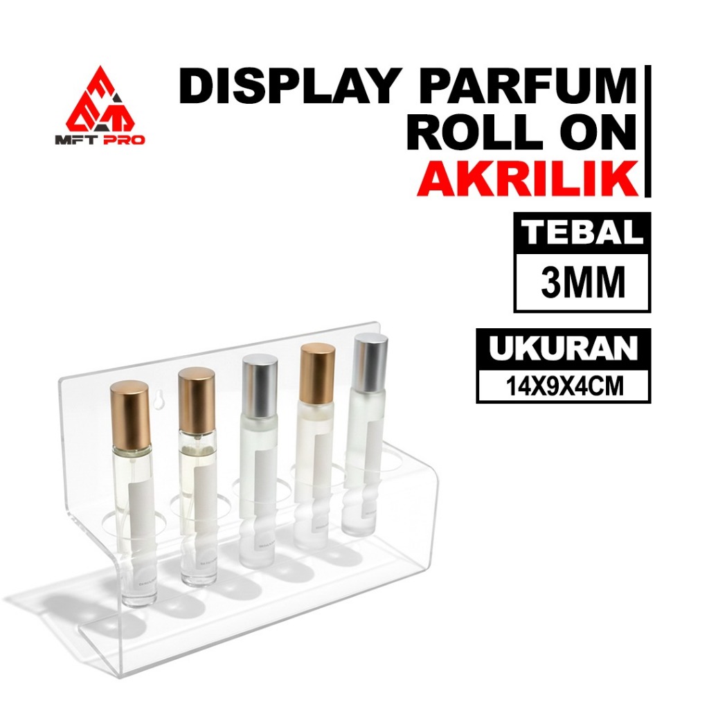 MFT Pro Display Parfum Roll On - Display Parfum Akrilik 5 Slot - Rak Parfum Organizer