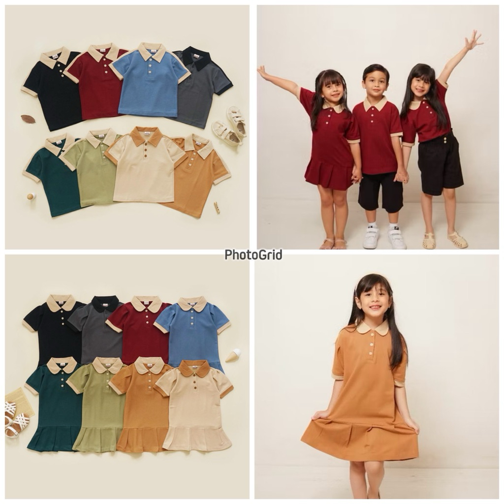 (READY) AXEL POLO TOP & ZEA POLO DRESS | Atasan Anak 1 - 8tahun | Baju Couple Anak | Baju imlek anak