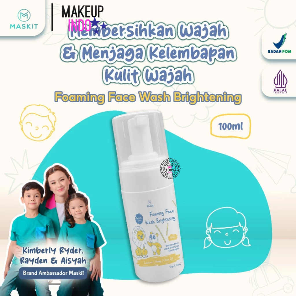 Maskit Kids & Baby Foaming Face Wash Brightening - Sabun Cuci Muka Wajah Foam Anak Bayi Mencerahkan