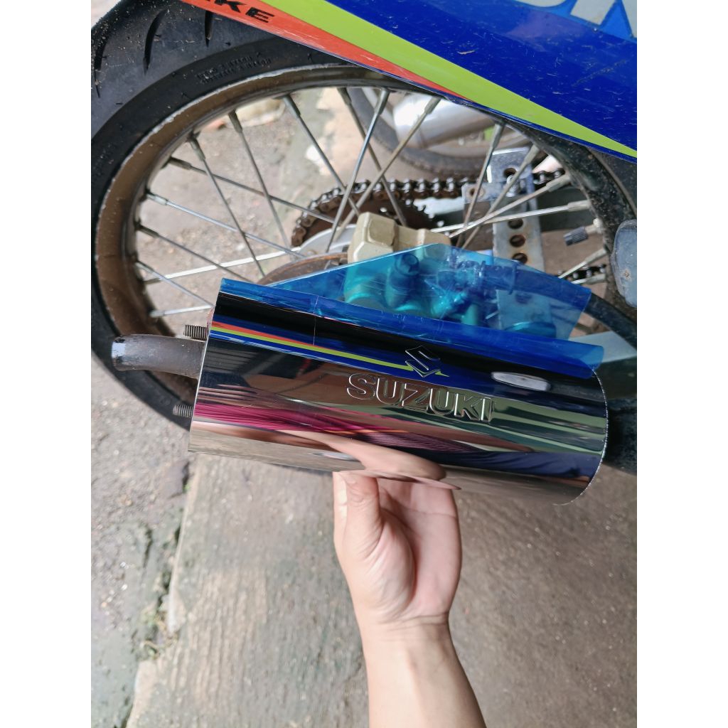 cover knalpot suzuki satria Hiu Lscm Lumba stainlist timbul