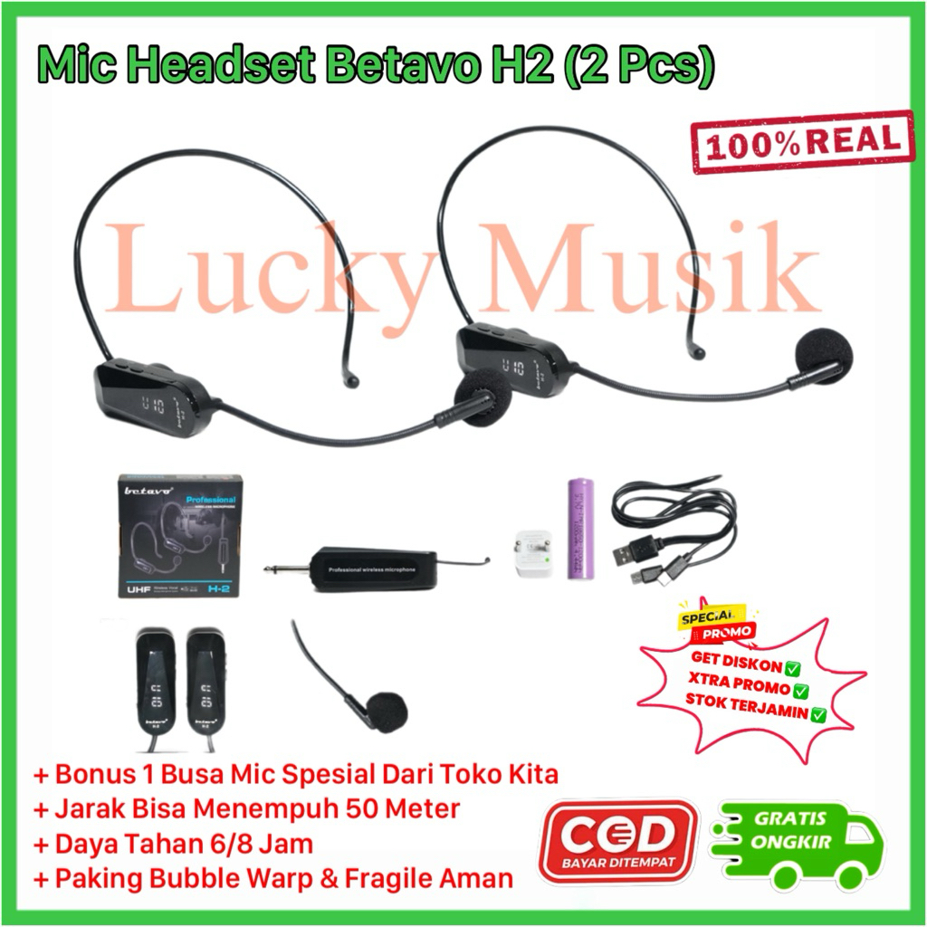Mic Wireless Ashley MRH 200 - MRC 200 - MRH 100 - MRC 100 Headset dan Jepit Original Bando dan Clip 