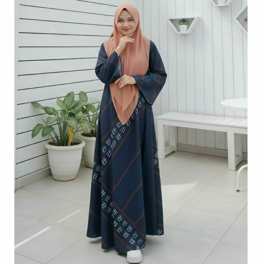 GAMIS HANIFA BY ZAFEETRI (GAMIS SAJA) // GAMIS SYARI MOTIF CERUTY PRINTING