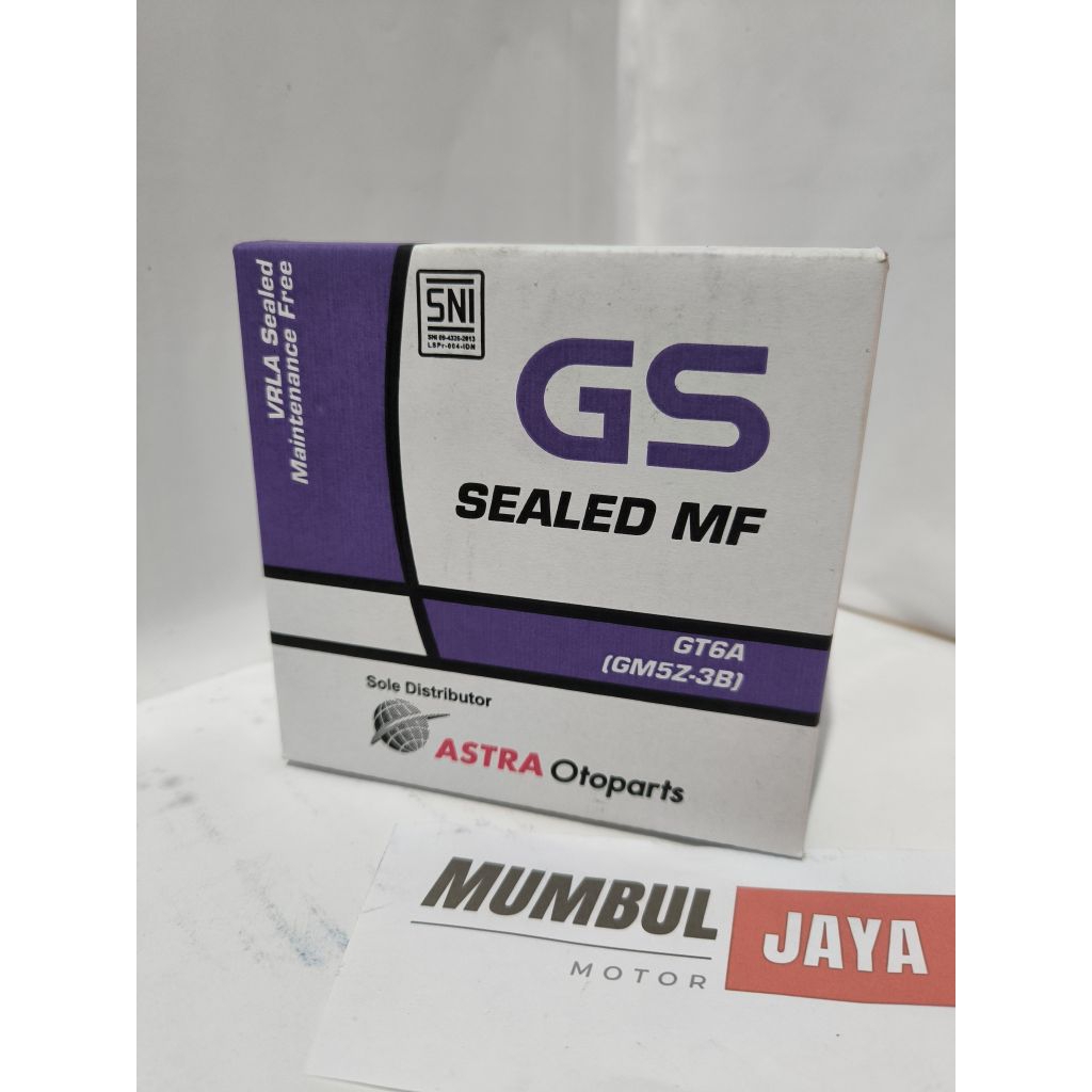 Aki Motor GS GT6A Sealed MF Maintenance Free GM5Z-3B Asli Astra Otoparts