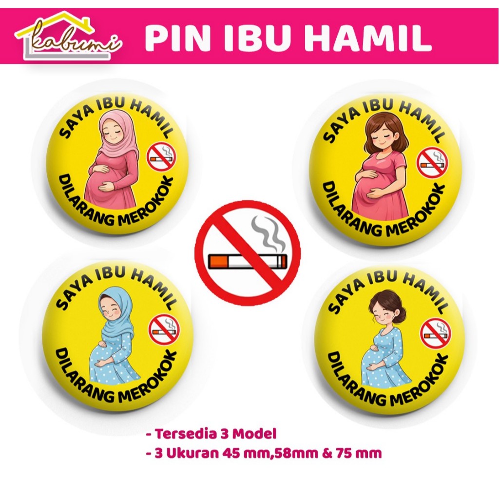 Pin Ibu Hamil Custom - Pin Ibu Hamil Dilarang Merokok Anti Asap Rokok