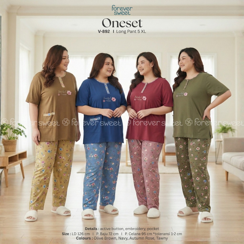 BAJU TIDUR WANITA JUMBO 5XL MERK FOREVER BAJU PENDEK CELANA PANJANG8