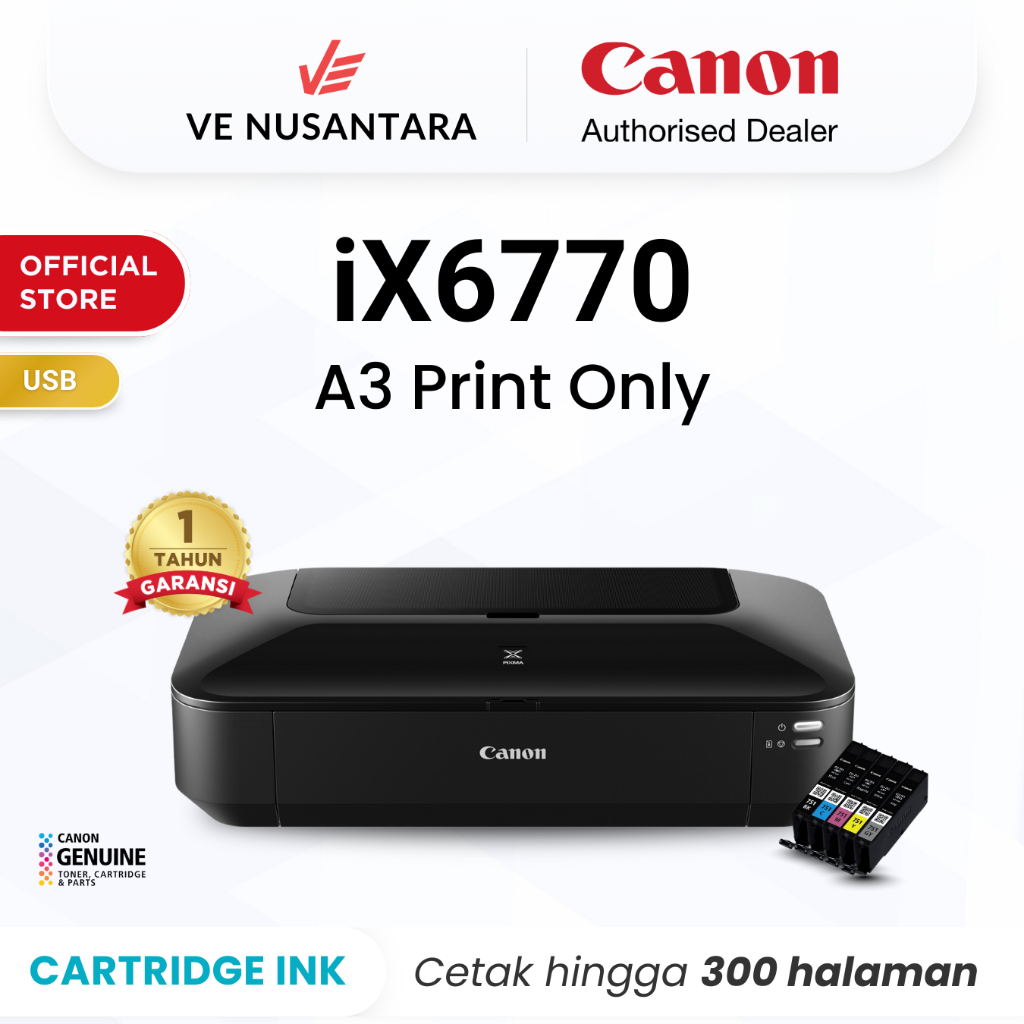 Printer A3 Canon iX6770 Print Only USB - Printer Cartridge A3 Fungsi Tunggal - Printer Foto A3