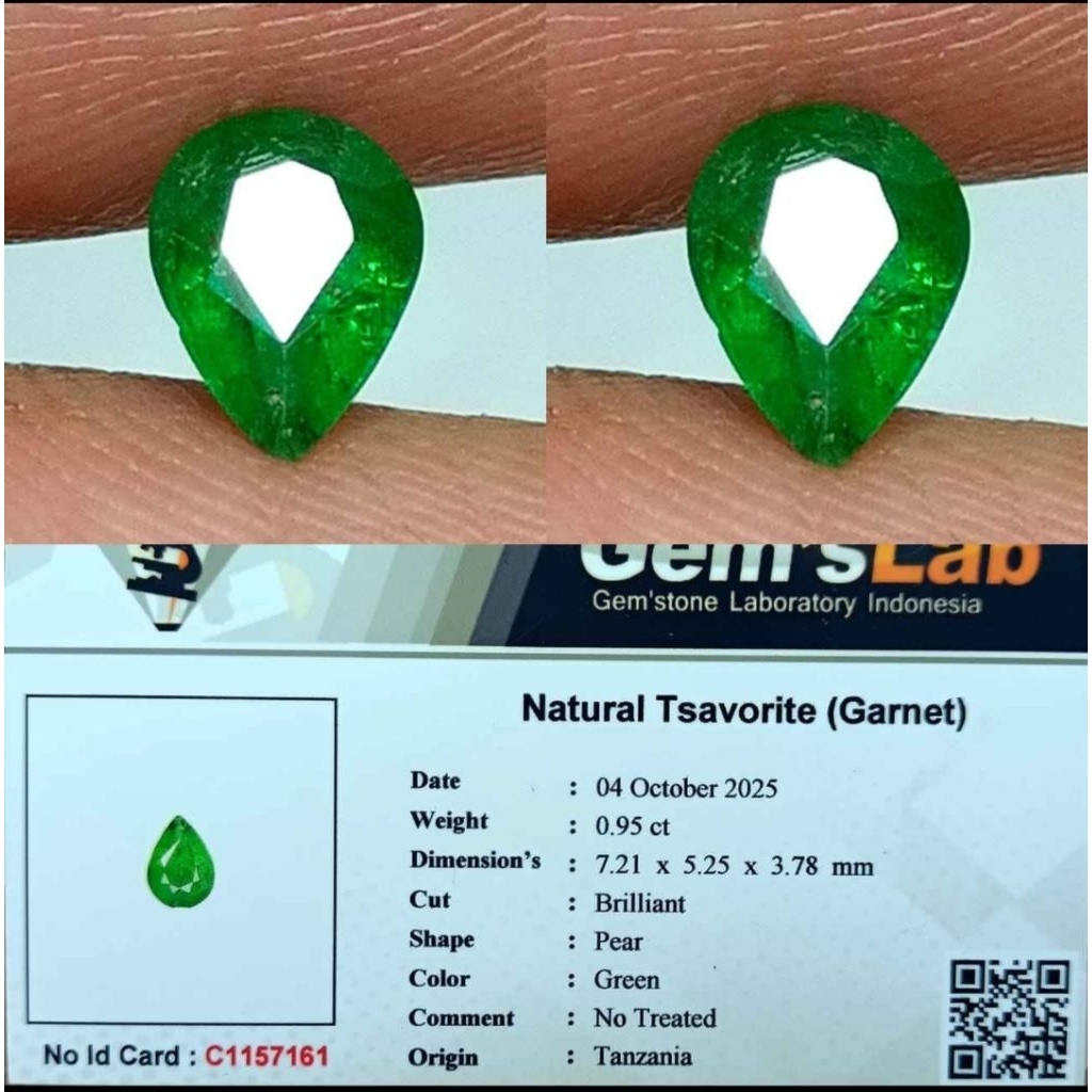 Natural Tsavorite (garnet) green memo GLI