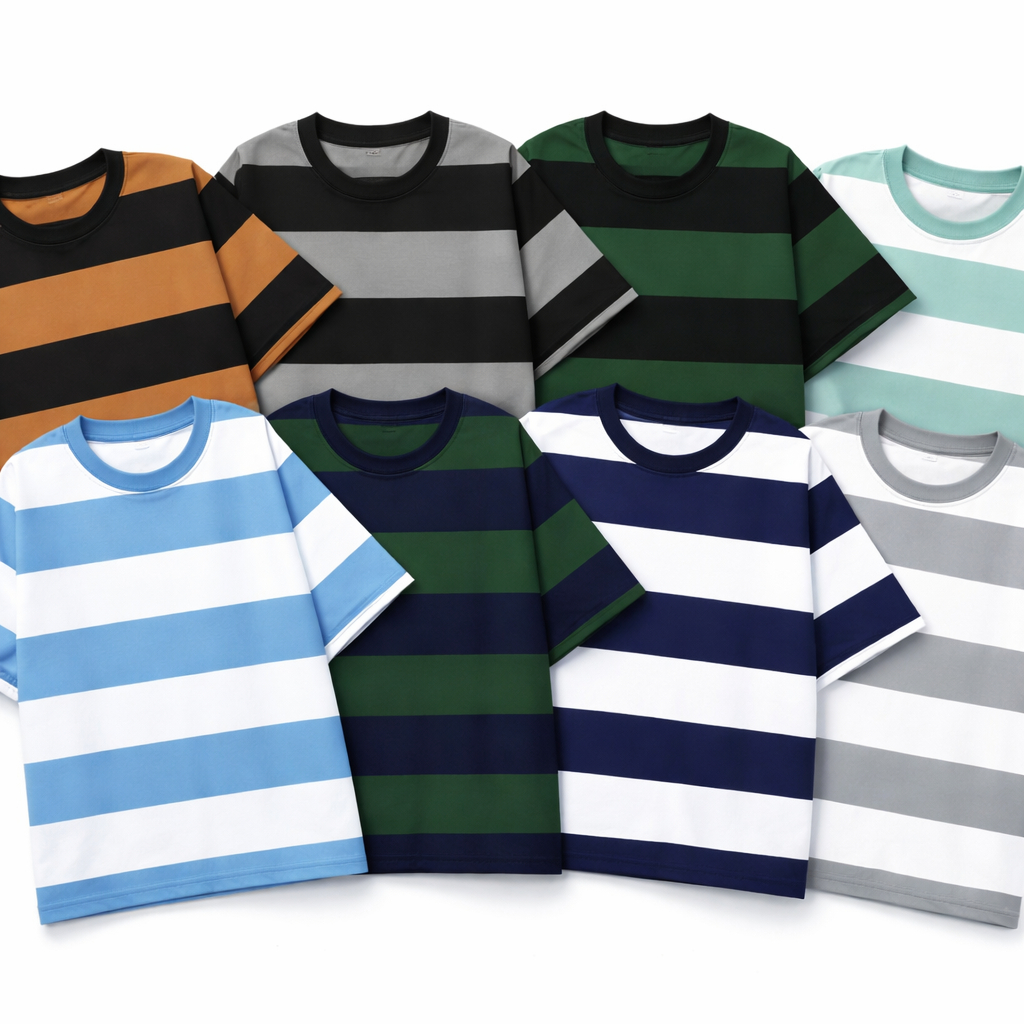 (TERLARIS) Kaos Stripe Pria Hitam Premium 24s / Baju Stripe Pria