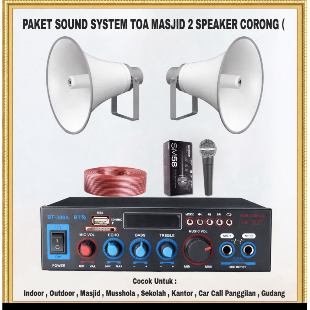 PAKET SOUND TOA MASJID MUSHOLLA 2 SPEAKER CORONG TOA 25W ( SET 1 )