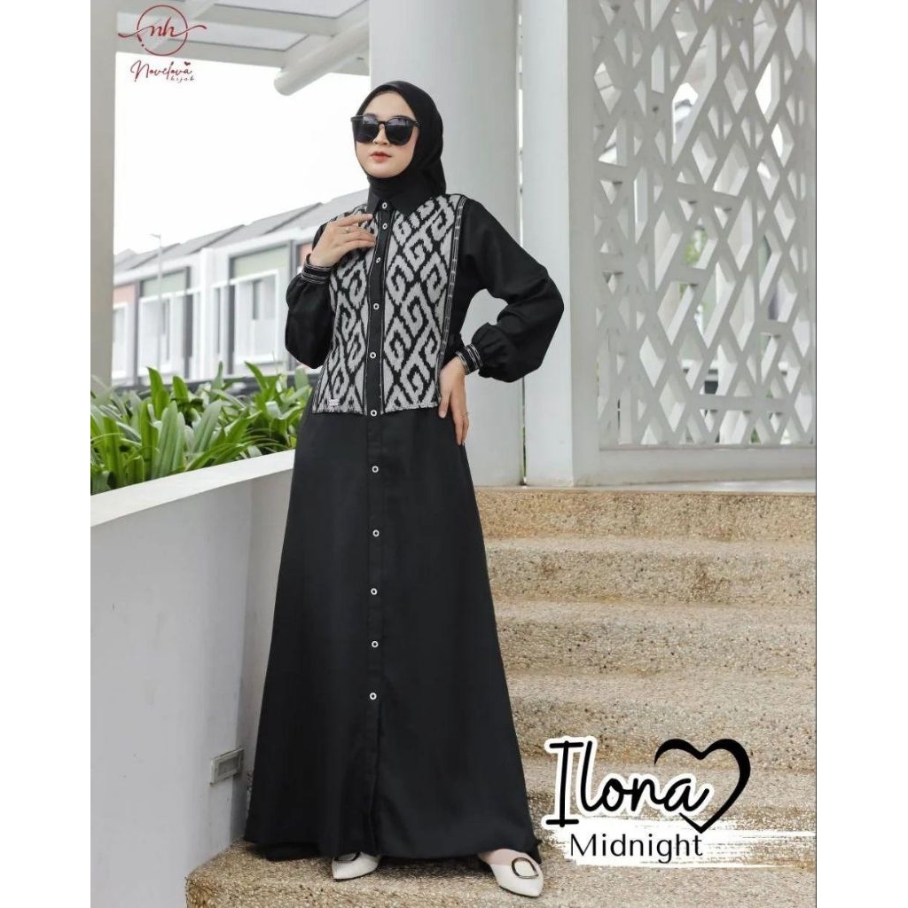Gamis muslim wanita rayon tuwill mix tenun - Gamis etnik kekinian - Gamis modern