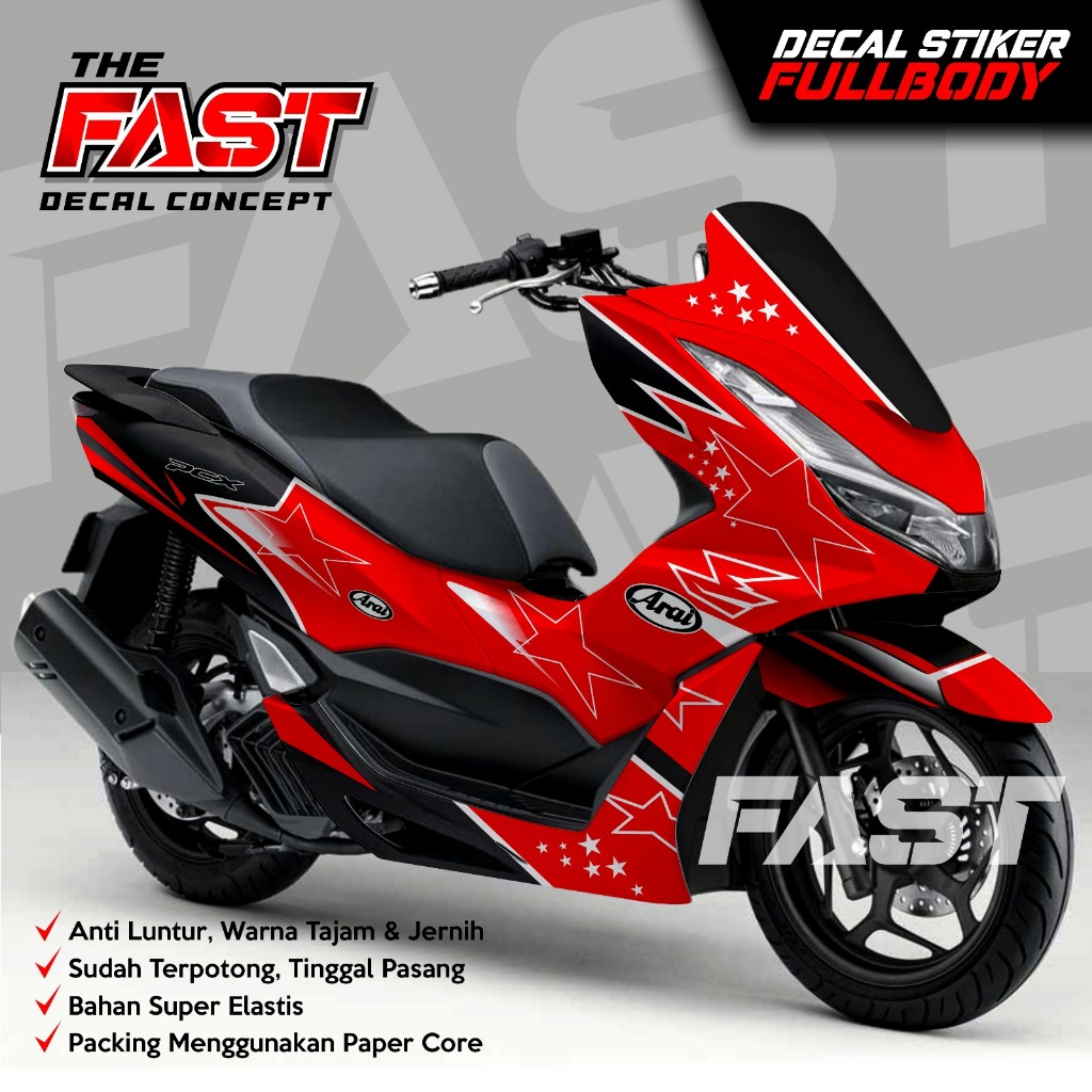 Decal PCX 160 Fullbody Racing Arai Striping Sticker Honda PCX 160 2022 - Motorcycle Kendaraan