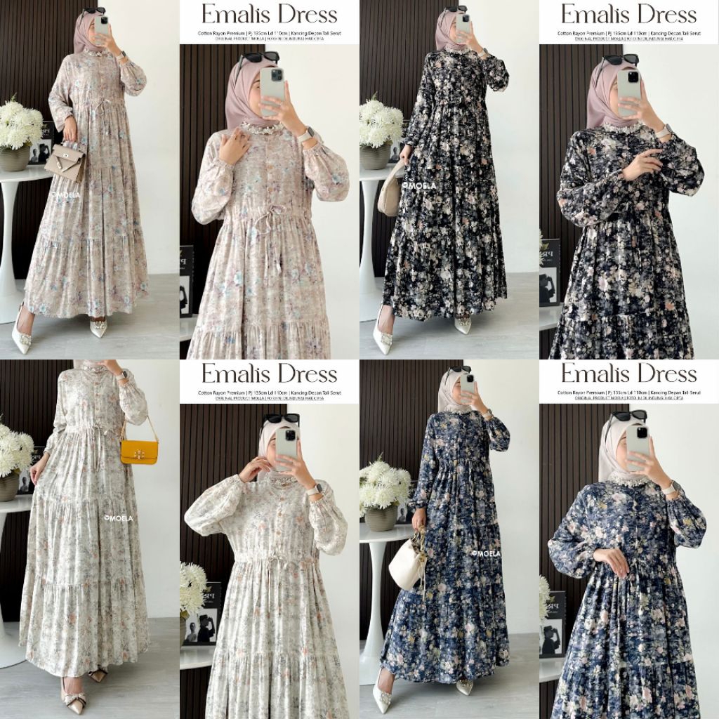 Emalis Dress Gamis Jumbo Allsize Busui Premium Catton Rayon Original Ori Moela Berlabel