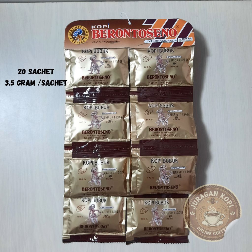 Kopi Berontoseno 20 Sachet / Kopi Bubuk Berontoseno Internasional / Kopi Hitam / Robusta Sachet