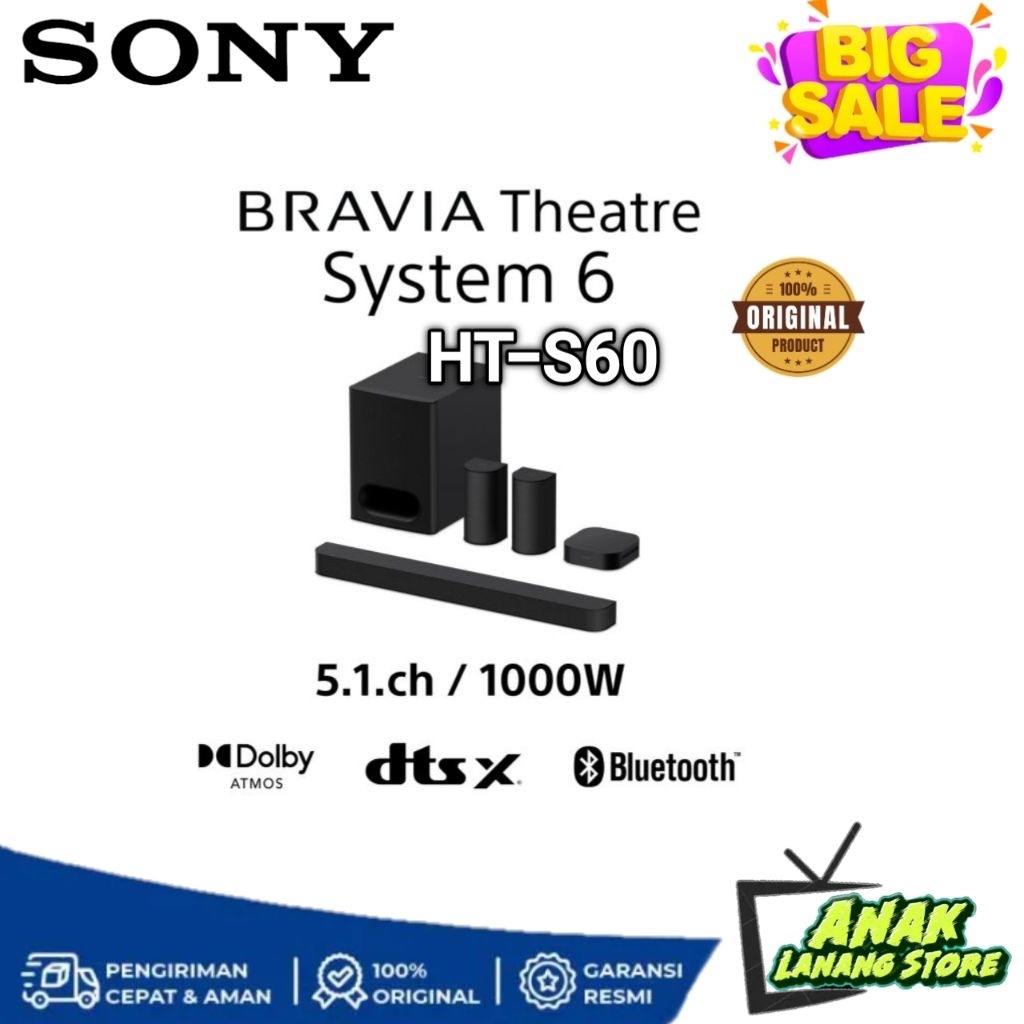 SONY BRAVIA Theatre System 6 HT-S60 5.1ch Home Theatre System Garansi Resmi