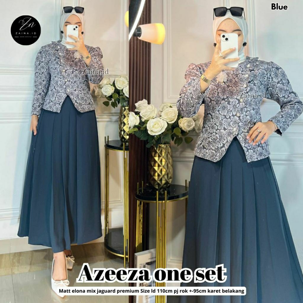 AZEEZA ONE SET ORI ZAINA/ ONE SET ROK CANTIK WANITA KEKINIAN / SET ROK LEBARAN 2026
