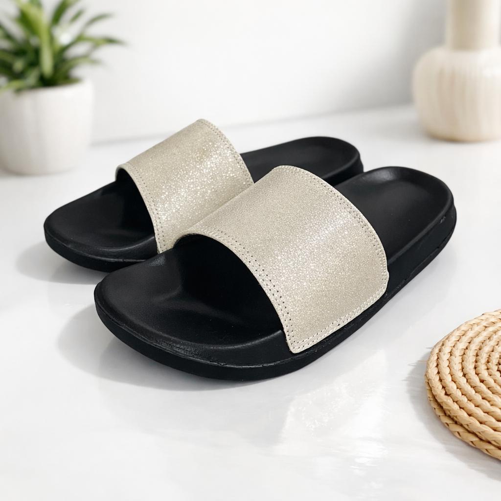 SANDAL SELOP WANITA SILVER BLINGKING ELEGAN MATERIAL PREMIUM