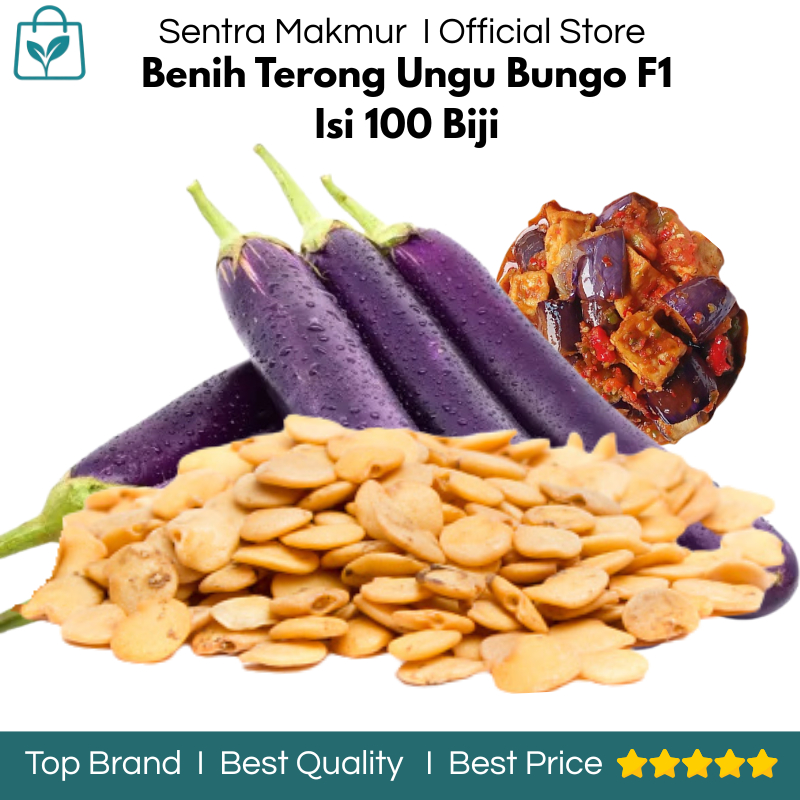 Benih Terong Ungu Bungo F1 Isi 100 Biji - Benih Terong Ungu Panjang - Benih Terong Ungu Jumbo - Beni