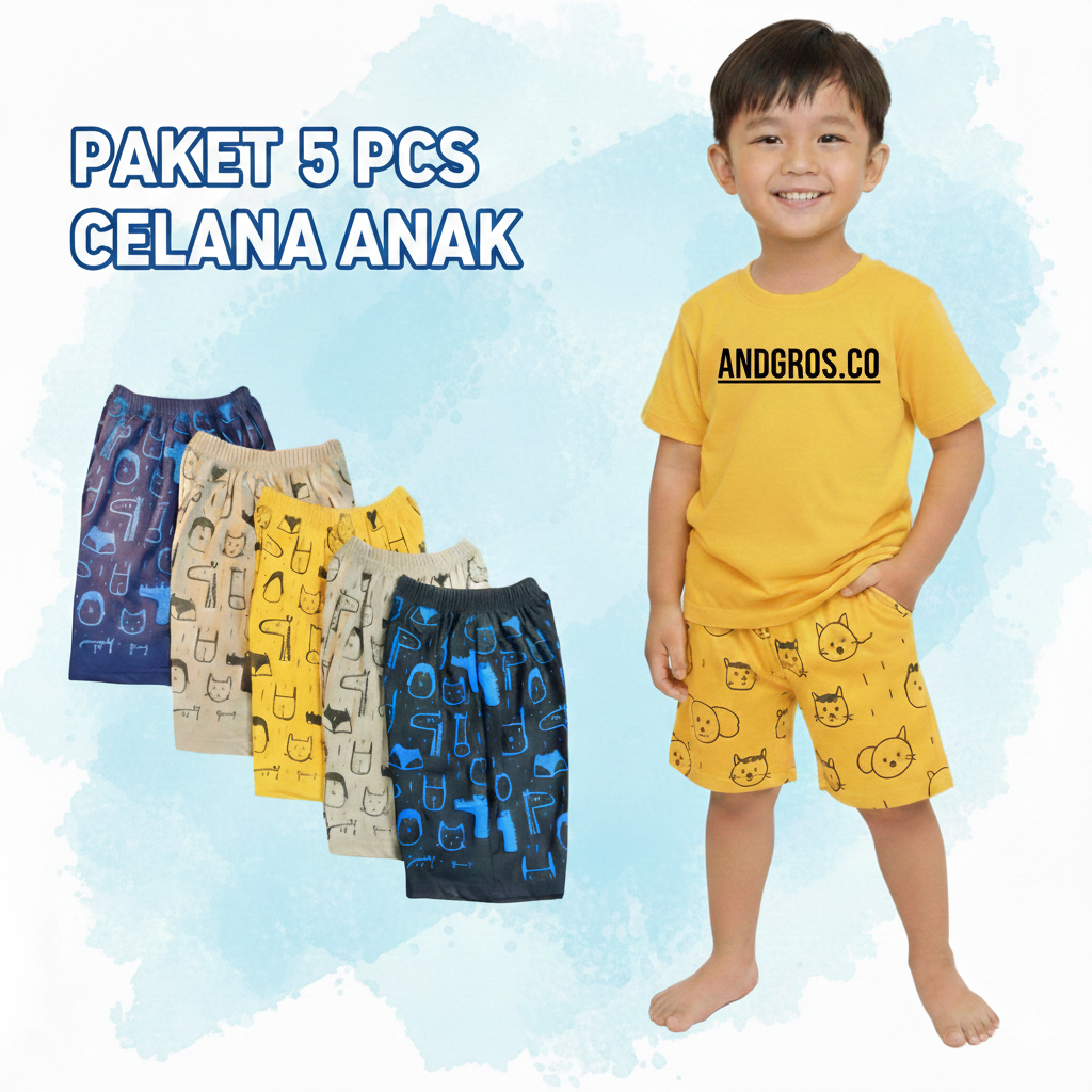 CELANA PENDEK HARIAN ANAK LAKI-LAKI USIA 1-12 TAHUN BAHAN FULL KATUN KAOS
