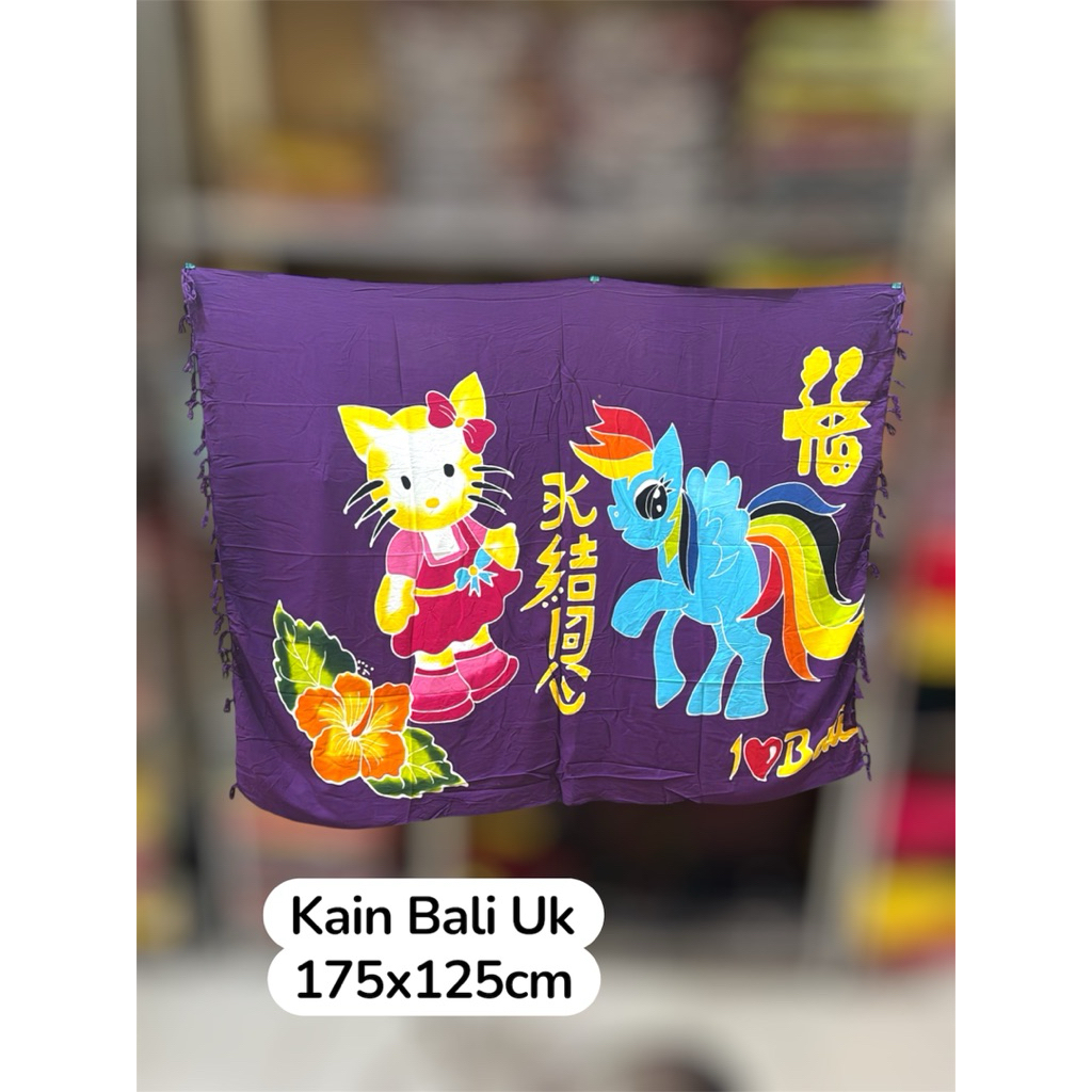 Kain Pantai Bali Motif Hellokitty Lukisan Gambar Dua sisi Depan Belakang Bahan Jamin Tebal banget uk
