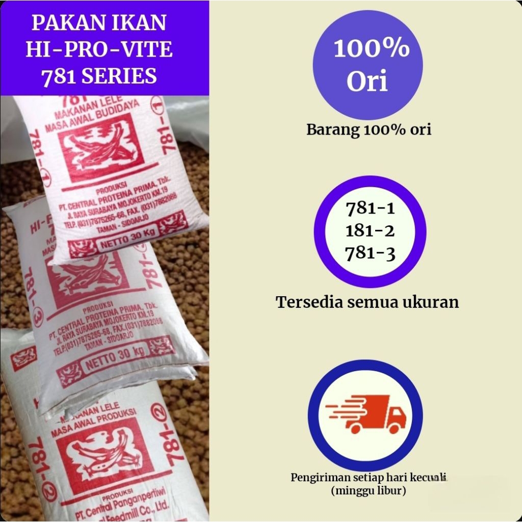 pur pelet Pakan ikan Lele  HI PRO VITE 781-1|781-2|781-3 pakan ikan lele nila gurame berkualitas  ke