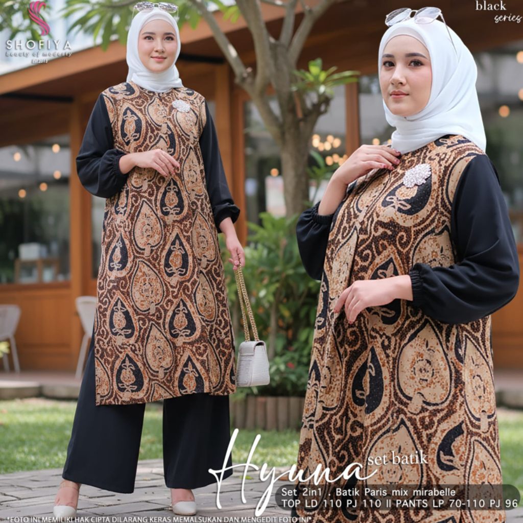 (NEW) SETELAN WANITA FASHION MUSLIM // WURY - HYUNA ONE SET LD-130 & LD - 110  BY SHOFIYA BIG SIZE
