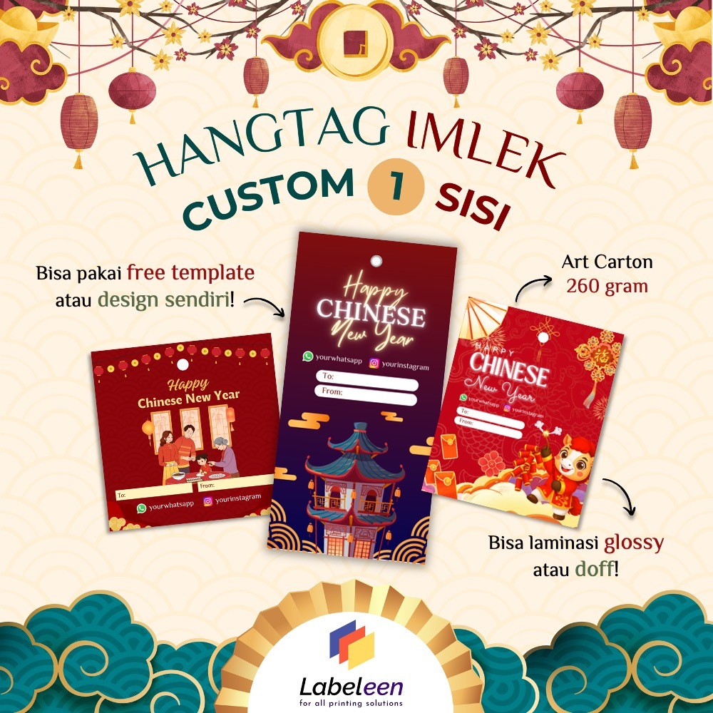 Hang Tag Imlek Custom | HangTag Sincia CNY | Tag Tahun Baru Cina 1 SISI