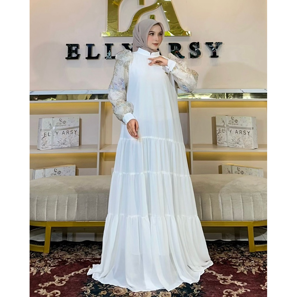 Cantika Dress Material Ceruty Tuan Putri Organza Pattern Exlusive by Elly Arsy Only Gamis