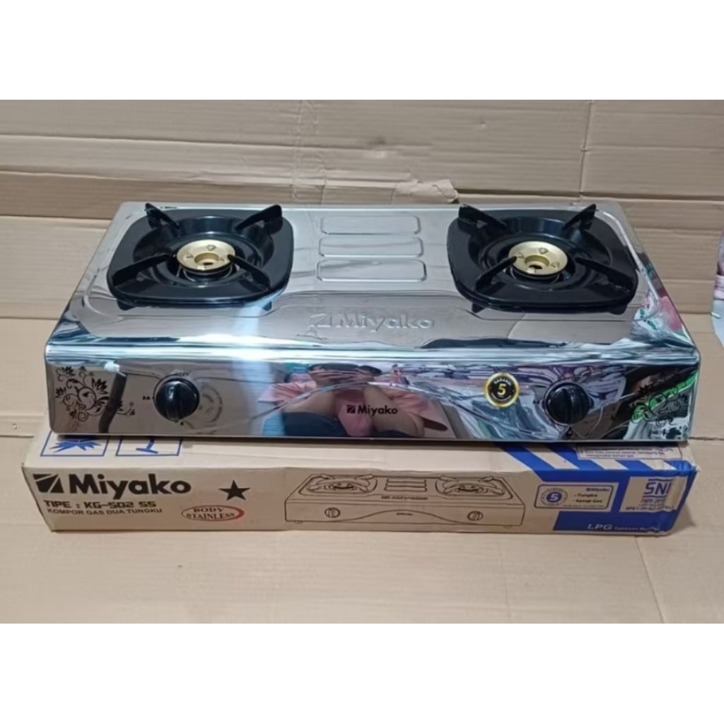 KOMPOR MIYAKO 2 TUNGKU STAINLESS STEEL