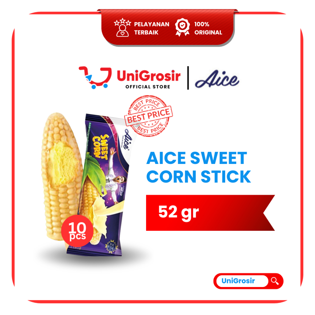 [UniGrosir] AICE  ICE CREAM SWEET CORN STICK ES KRIM JAGUNG~ 52 gr x 10 pcs