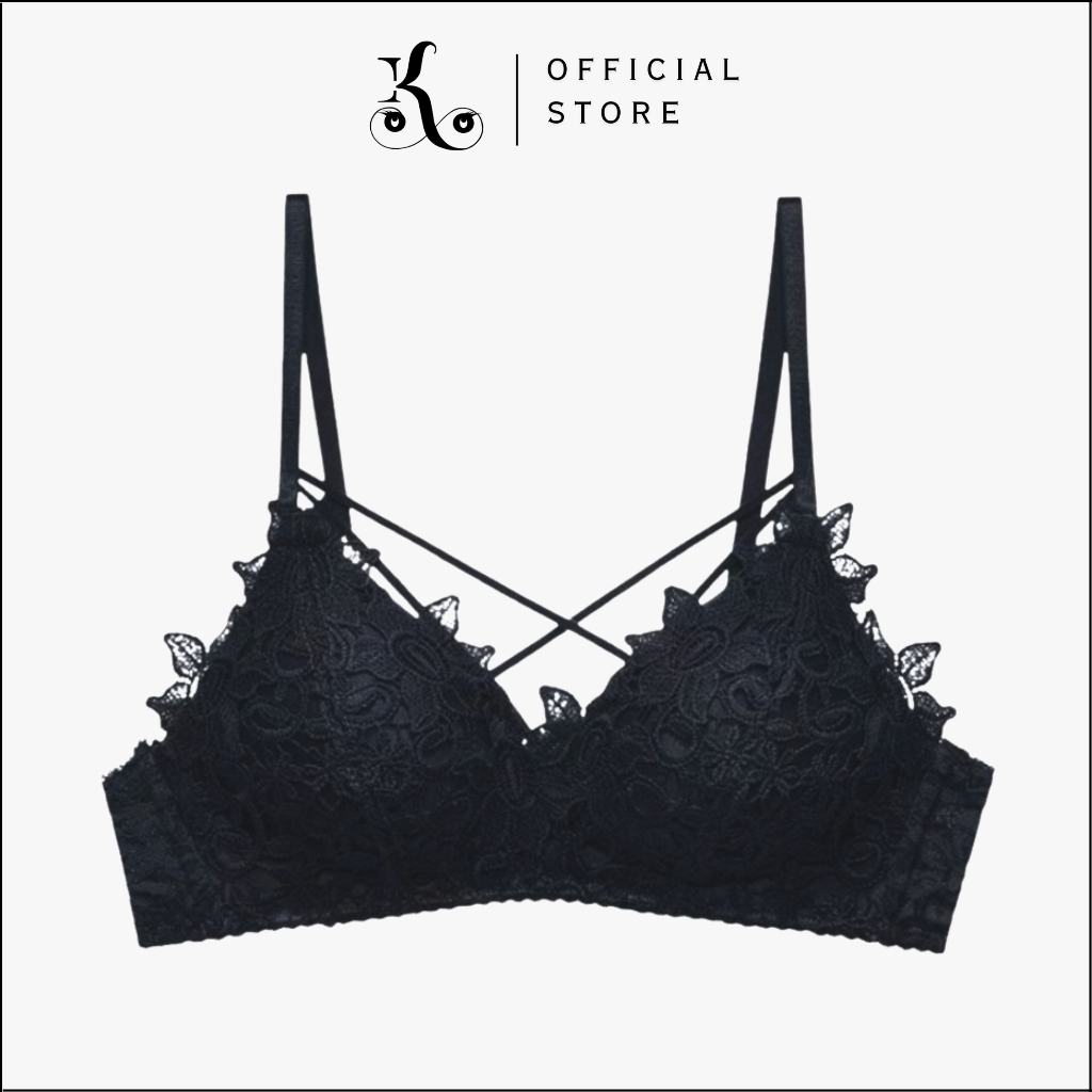 [ KHAEFASHION ] - (BR136) Bra BH Push Up Busa Tebal Tanpa Kawat Sexy Motif Bunga Tali Silang Sorex
