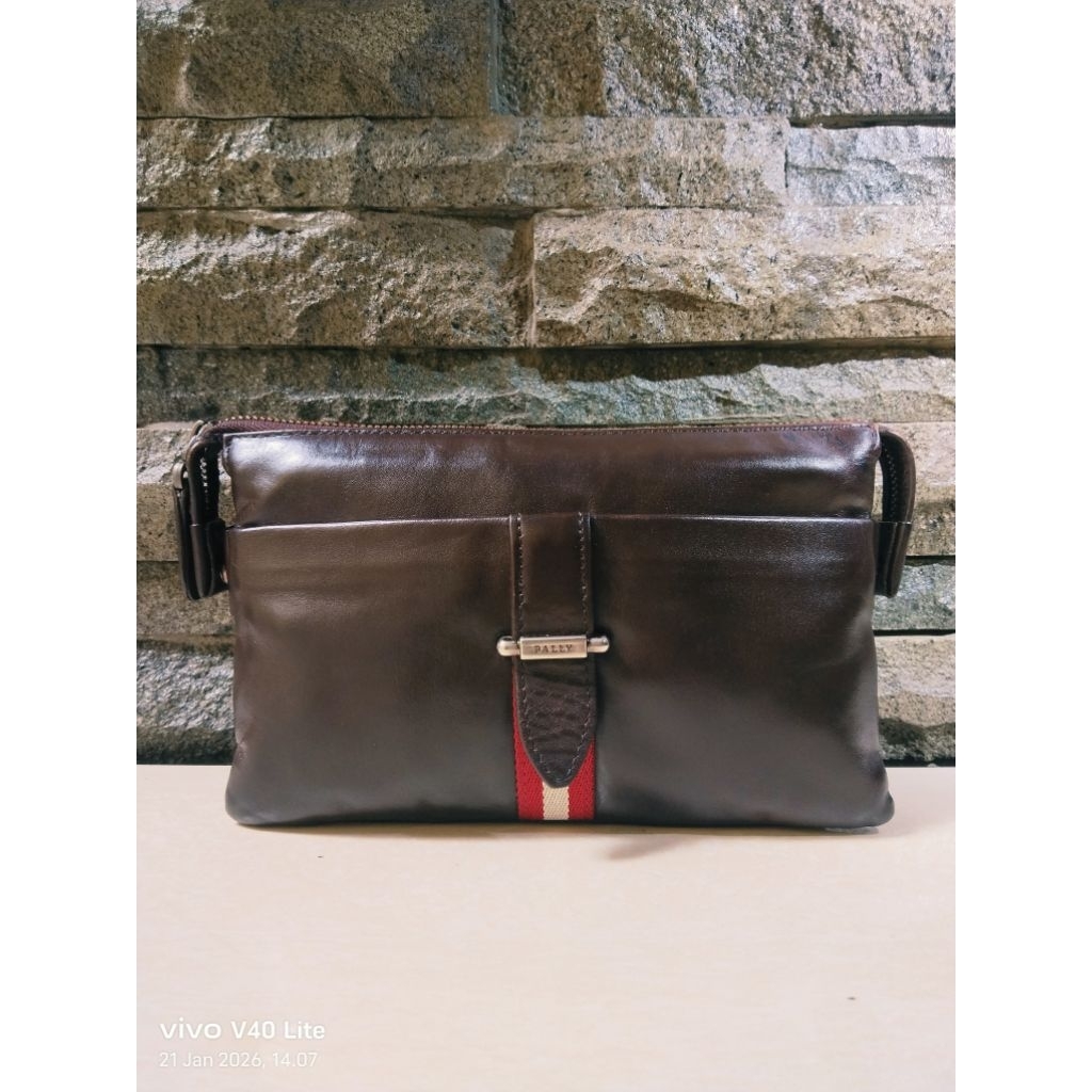 (second) bally vintage leather, handbag kulit, clutch original