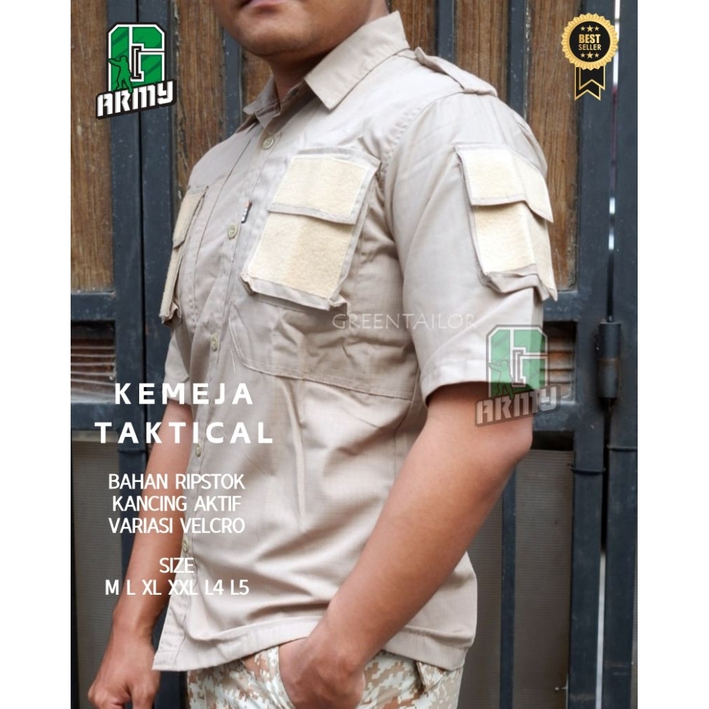 G.ARMY KEMEJA TAKTIKAL CREAM LENGAN PENDEK