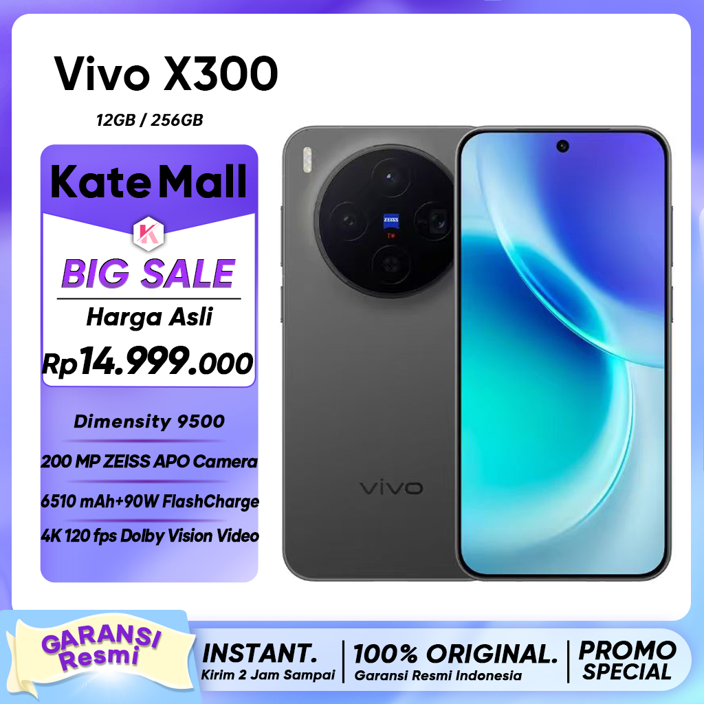 Vivo X300 5G (12/256GB)(16/512GB) 200 MP ZEISS Main Camera, 6040 mAh BlueVolt Battery, Garansi Resmi