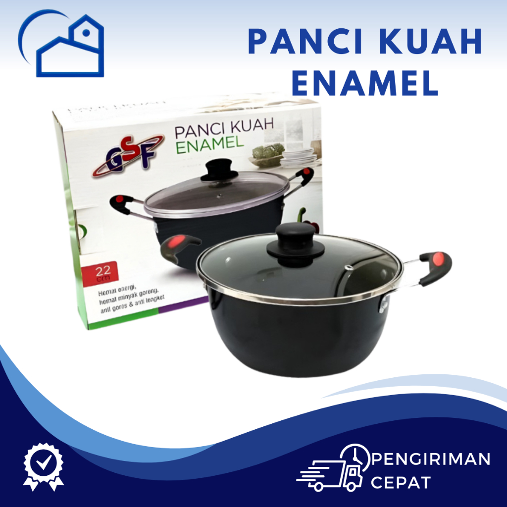 HOMESTATION - Panci kuah Enamel GSF 4022 4024 2405 4920 4918 Tutup Kaca Panci Susu Saucepan