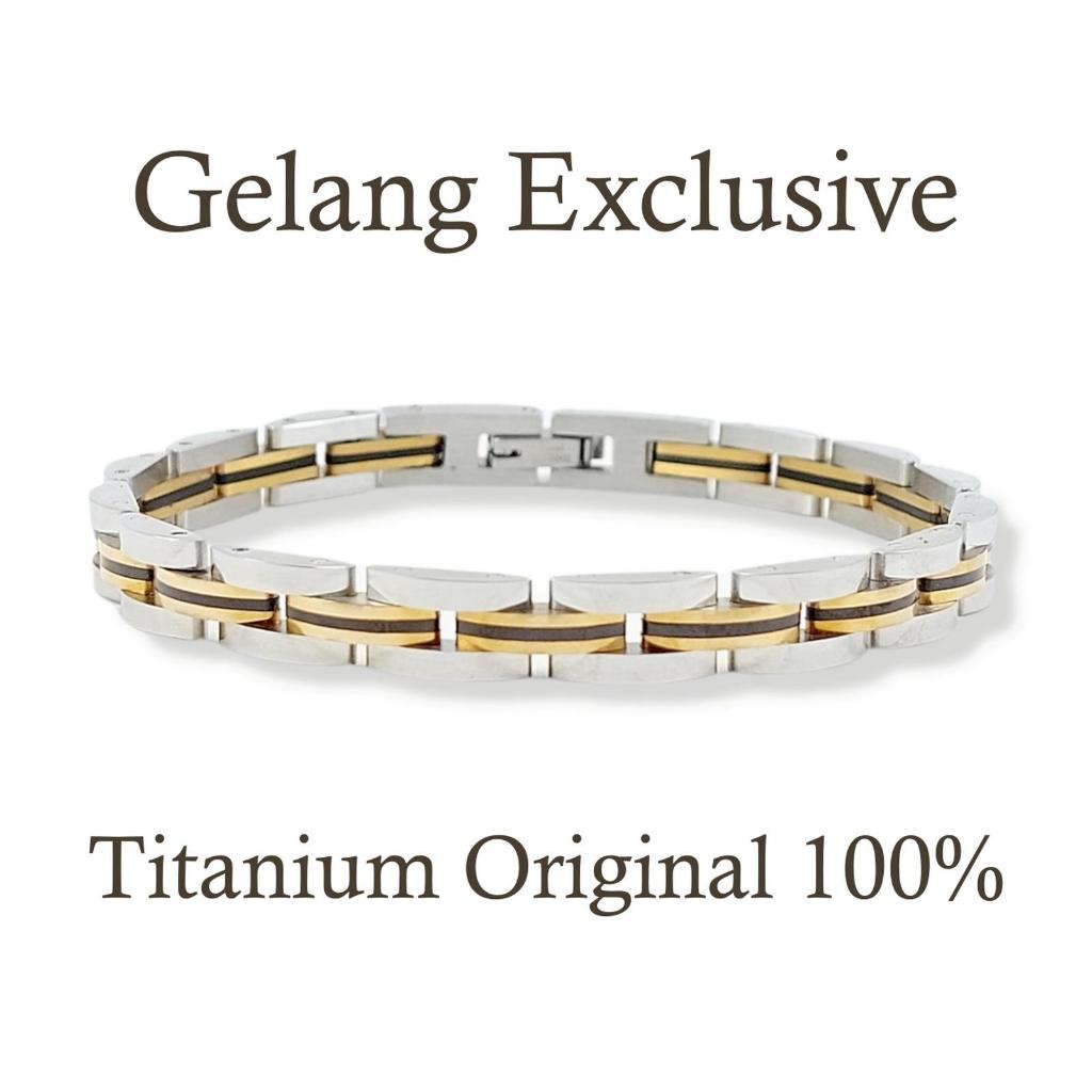 Gelang Pria Titanium Asli Rantai Keren Kombinasi