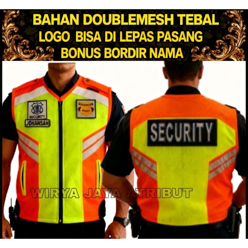 Rompi Security Orange Rompi Satpam Doublemesh Tebal