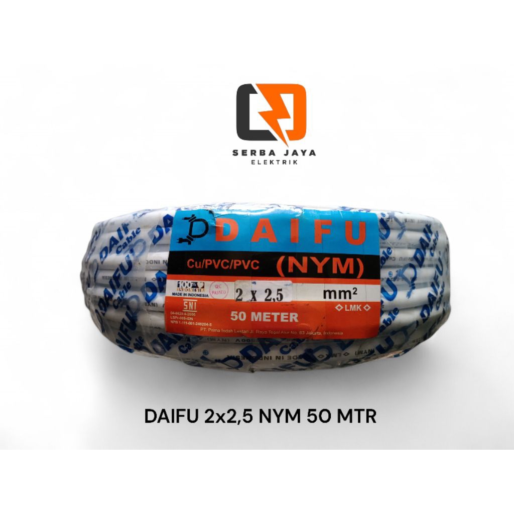 Kabel Listrik NYM 2x2,5mm 50M DAIFU | DAIFU Kabel NYM | SNI